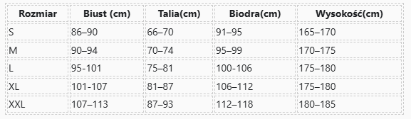 Tabela Rozmiarów